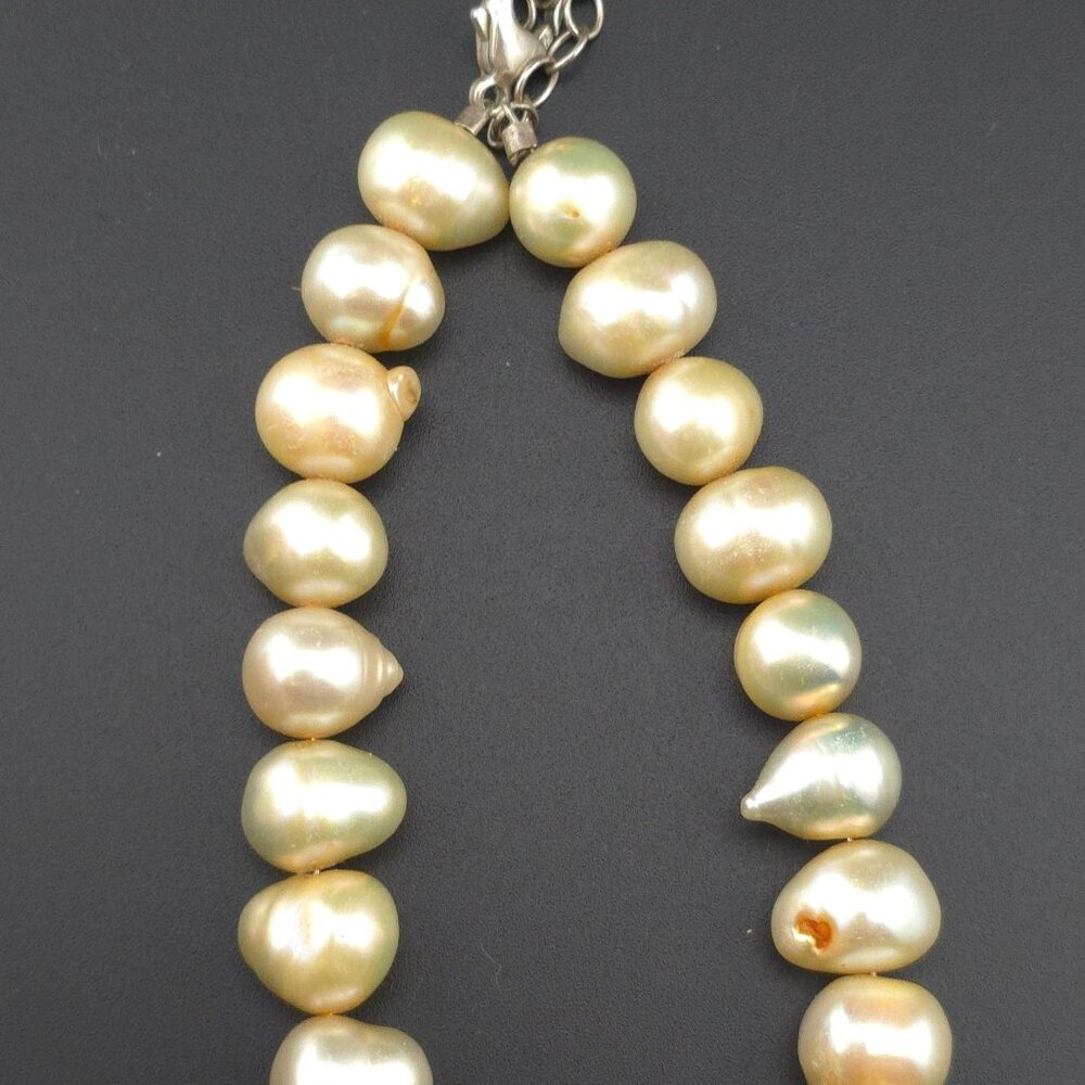 Irregular Natural Freshwater Pearl Necklace Creamy Beads Lobster Clasp - Picture 7 of 12
